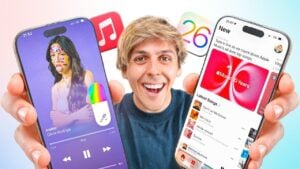 Apple Music iOS 26 showcasing the sleek liquid glass design