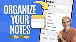 Organized Apple Notes app showcasing smart folders and tags