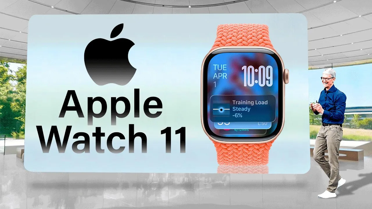 Close-up of the Apple Watch Series 11 with 5G connectivity enabled