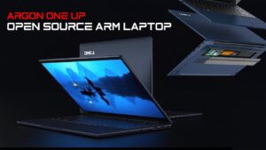 Argon ONE UP Raspberry Pi laptop with sleek aluminum design