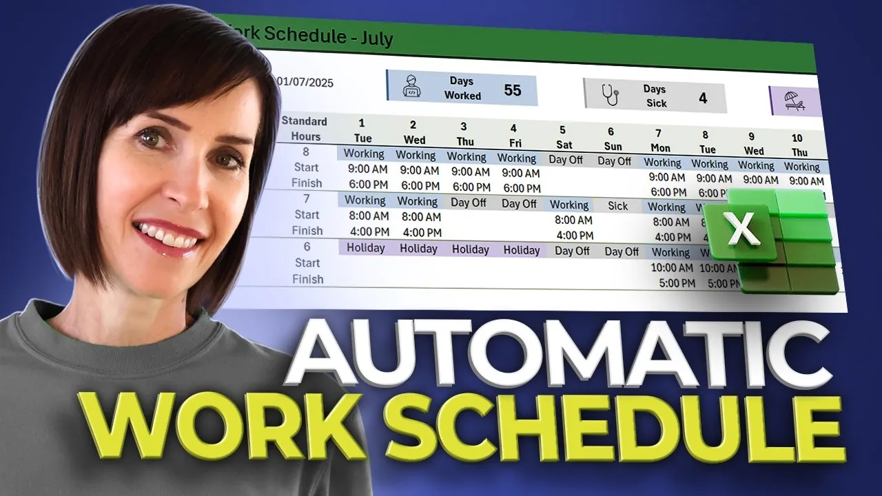 Automated team schedule using Excel’s dynamic tools and features