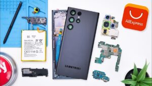DIY assembly process of a Galaxy S22 Ultra using AliExpress parts