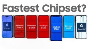 Comparison of flagship chipsets including Apple A18 Pro and Snapdragon 8 Elite