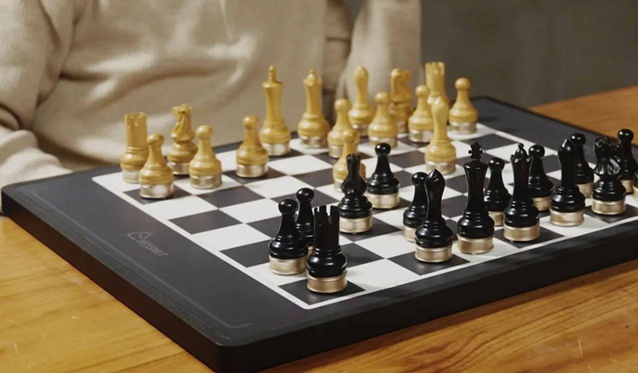 Futuristic chessboard featuring voice-controlled commands