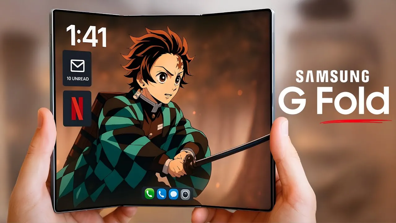 Galaxy G Fold transformed into a 10-inch OLED tablet mode