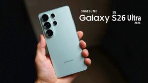 Close-up of Galaxy S26 Ultra's raised camera island design