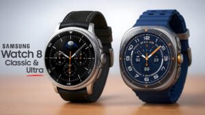 Samsung Galaxy Watch 8 showcasing its modern square cushion design