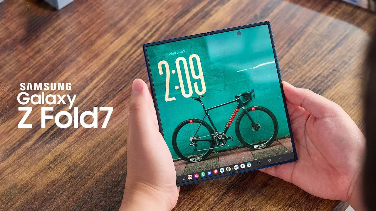 Close-up of the Galaxy Z Fold 7’s upgraded camera system