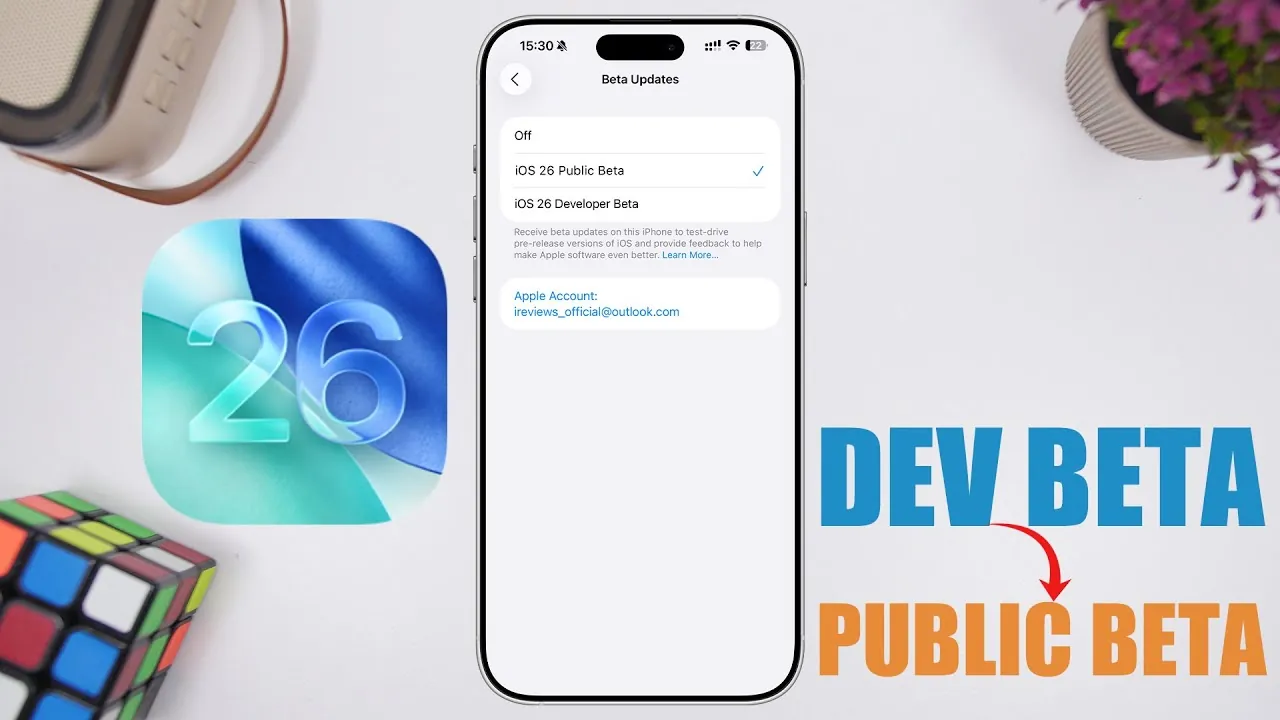 Steps to transition from iOS 26 developer beta to public beta