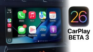 Apple CarPlay UI enhancements in iOS 26 Beta 3 with liquid glass design