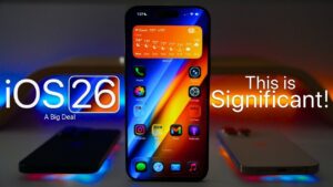 iOS 26 Beta 3 showcasing the new liquid glass design and frosted effects