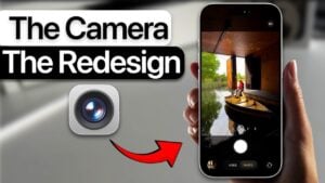 iOS 26 camera app showcasing its redesigned interface with liquid glass visuals