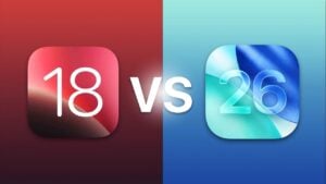 Comparison of iOS 26 and iOS 18 design and functionality updates