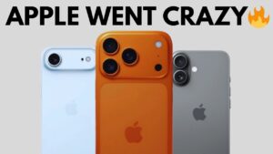 iPhone 17 Pro in papaya orange color with sleek aluminum frame