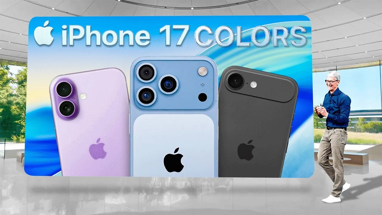 Sky blue iPhone 17 Pro Max with premium titanium finish