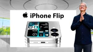Close-up of iPhone Flip’s liquid metal hinge for a seamless display