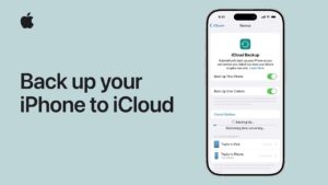 iPhone settings screen showing how to enable iCloud backup.