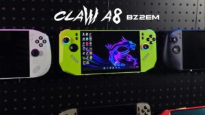 MSI Claw A8 handheld gaming console with AMD Ryzen Z2 Extreme APU
