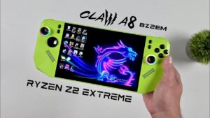 MSI Claw A8 handheld gaming console with AMD Ryzen Z2 Extreme
