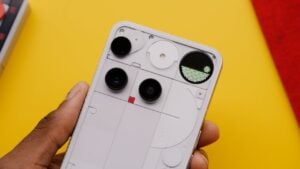 Sleek glass back design of the Nothing Phone 3 with Glyph Matrix lighting