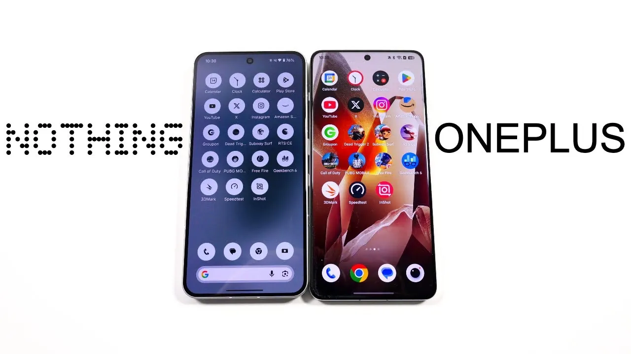 Design differences between Nothing Phone 3 and OnePlus 13