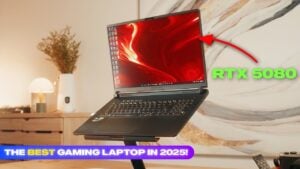 ROG Strix Scar 18 gaming laptop with sleek black design and RGB lighting