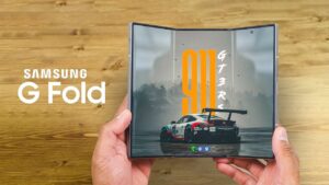 Samsung Galaxy G Fold showcasing its innovative trifold design