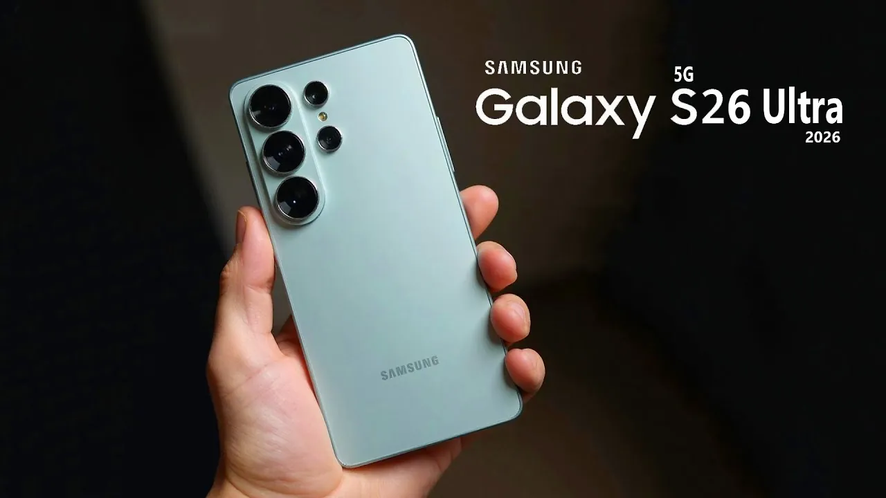 Side view of the Galaxy S26 Ultra showcasing its thinner profile