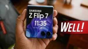 Samsung Galaxy Z Flip 7 FE showcasing its compact foldable design