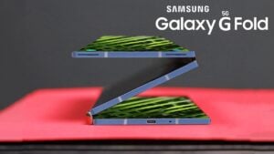 Samsung trifold phone with G-shaped inward folding design