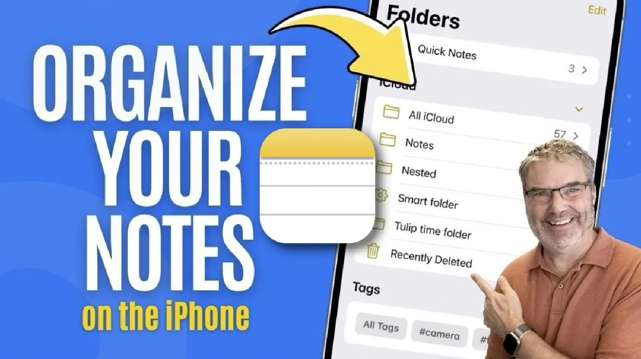 iPhone screen displaying Apple Notes productivity features