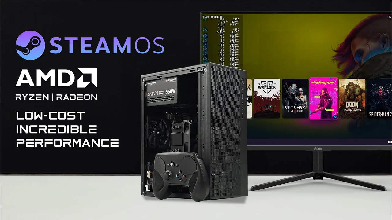 Steam OS gaming PC build featuring Ryzen 7 5700G processor