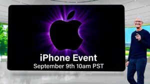 Apple event placeholder logo with glowing purple hue