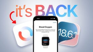 Apple Watch displaying blood oxygen monitoring feature after iOS 18.6.1 update