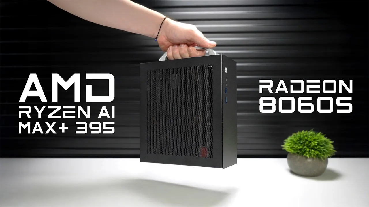 Close-up of RDNA 3.5 integrated graphics performance in a small form factor build.