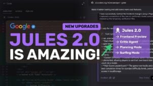 Google Jules 2.0 showcasing AI-powered code review features