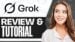 Grok 4 AI dashboard walkthrough showing tools for text, data, and visuals.