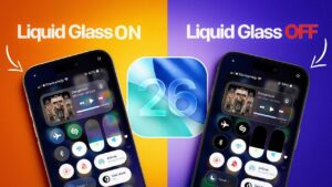 iOS 26 settings menu showing Liquid Glass customization options