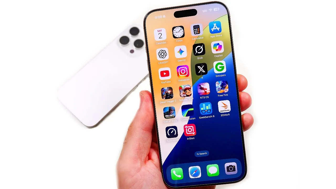 Close-up of iPhone 16 Pro Max and iPhone 17 Pro Max camera systems