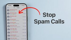 iPhone screen showing spam call blocking app interface