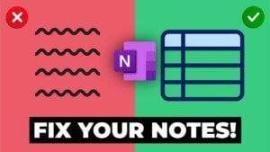 Microsoft OneNote tables used for organizing notes efficiently