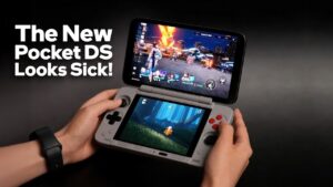 Close-up of the Pocket Fit Elite handheld gaming console