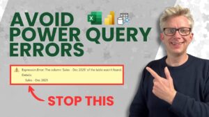 Power Query workflow showing dynamic column name management