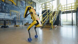 A quadruped robot using reinforcement learning to adapt to its environment