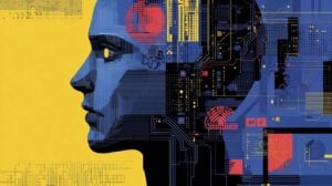 Illustration of self-improving AI systems driving innovation