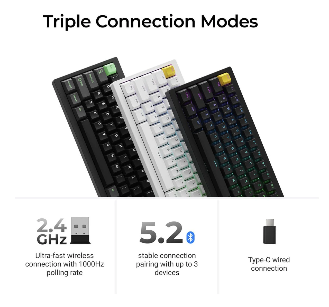 Lemokey P2 Quell'opzione di connessione tastiera di gioco personalizzata dell'interruttore magnetico wireless
