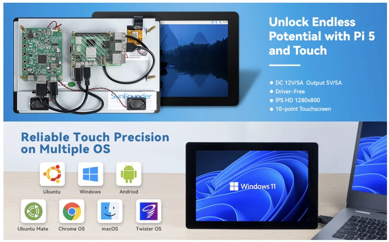SunFounder 10.1 Caratteristiche touch screen fai -da -te