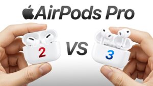 AirPods Pro 3 and AirPods Pro 2 side-by-side comparison showing design differences