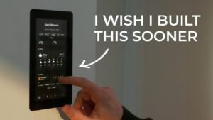 Custom-built smart home control panel with touchscreen display