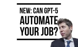 A visual representation of humans collaborating with AI in the workplace